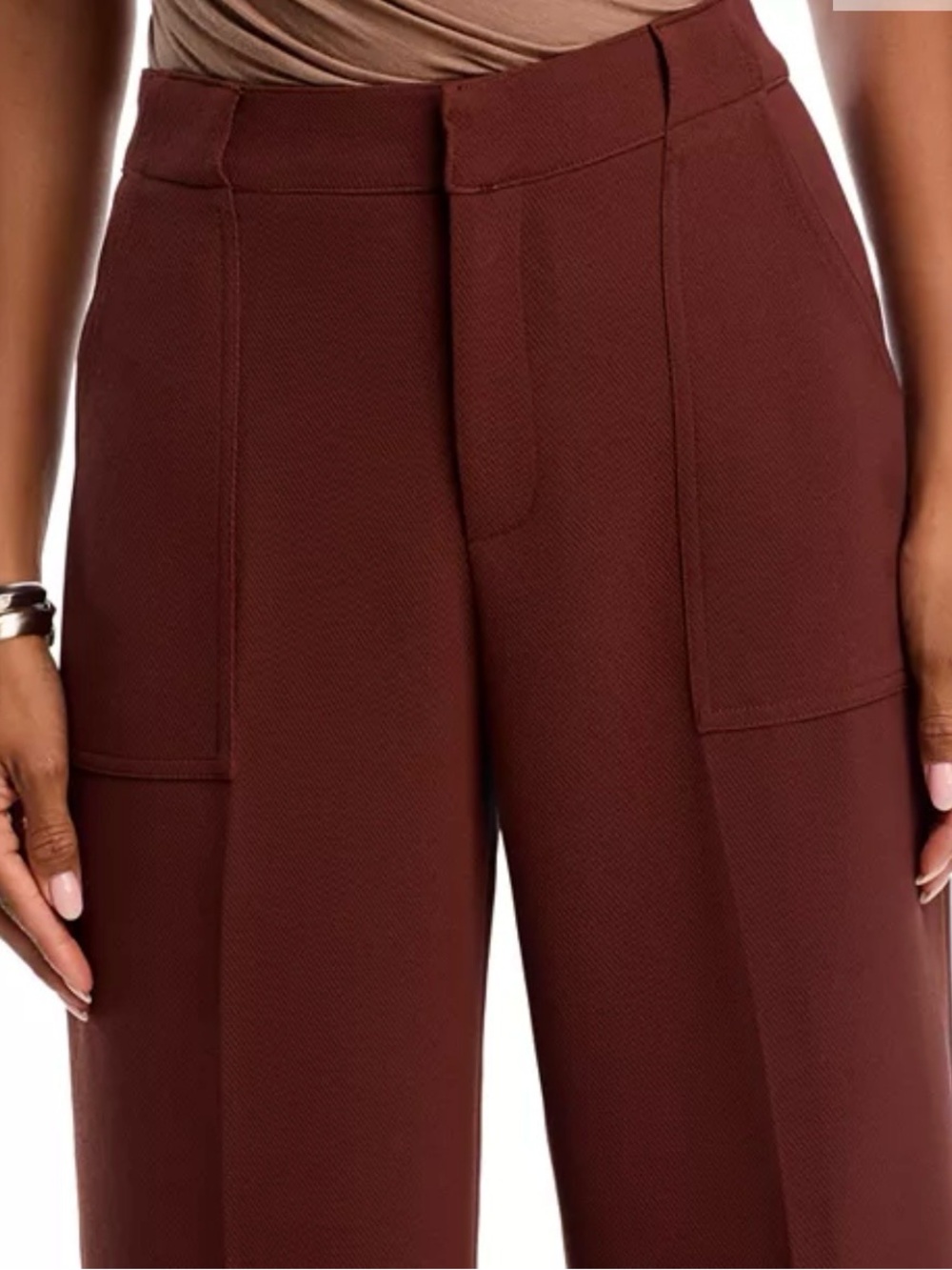 Aqua Wide-Leg High-Rise Pants in Deep Maroon - Picture 3 of 7